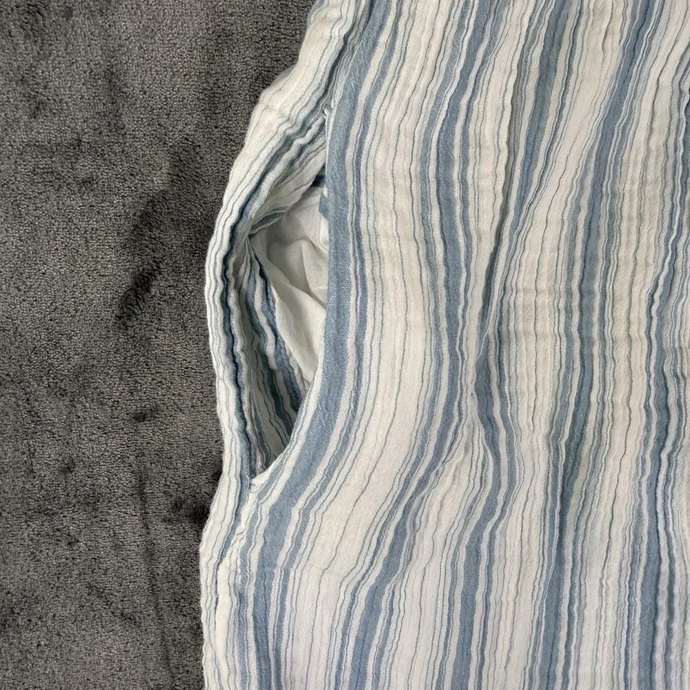 ANN TAYLOR  Maxi Dress Linen Striped Size S Coastal Blue White - Picture 4 of 8